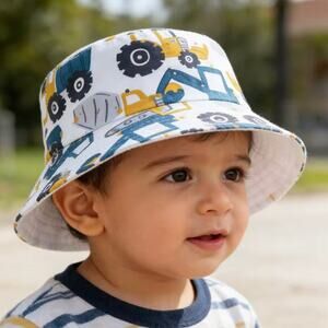 New toddler boy girl construction trucks bucket hat 1-3 years